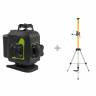 Лазерный уровень RGK PR-4D Green с зеленым лучом + RGK CG-2 - распорная штанга-штатив