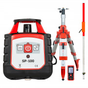 Комплект: ротационный нивелир RGK SP-100 с калибровкой + элевационный штатив RGK SH-170 + рейка RGK LR-2 + дальномер RGK DL100